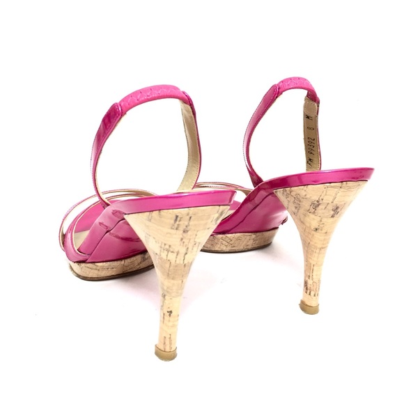Stuart Weitzman Pink Patent Leather Cork Platforms - Picture 7 of 8